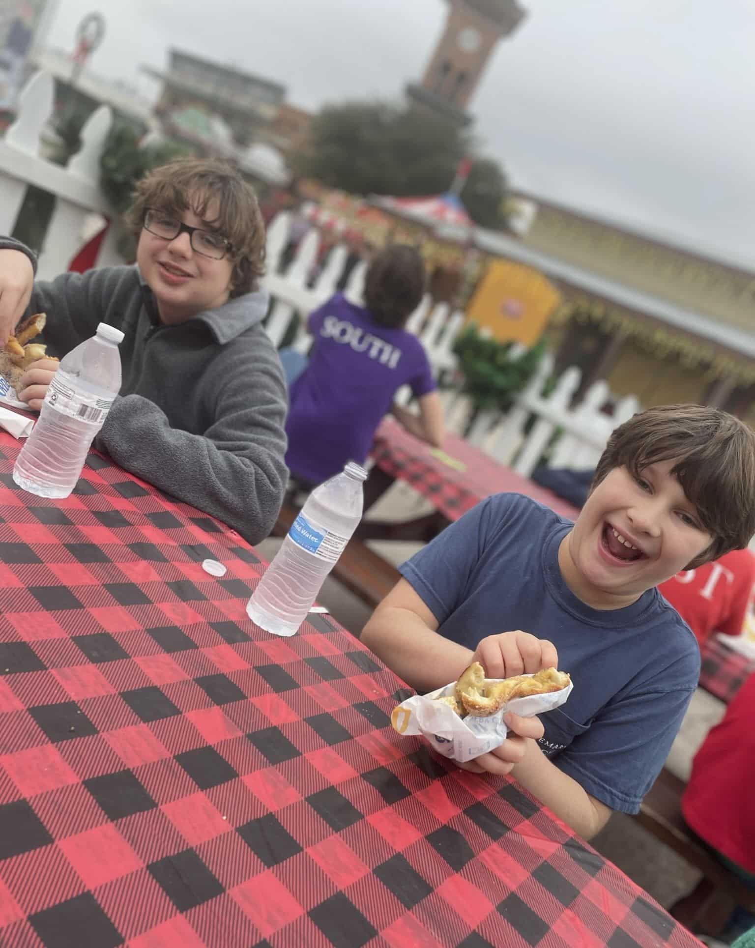 Children eating snacks