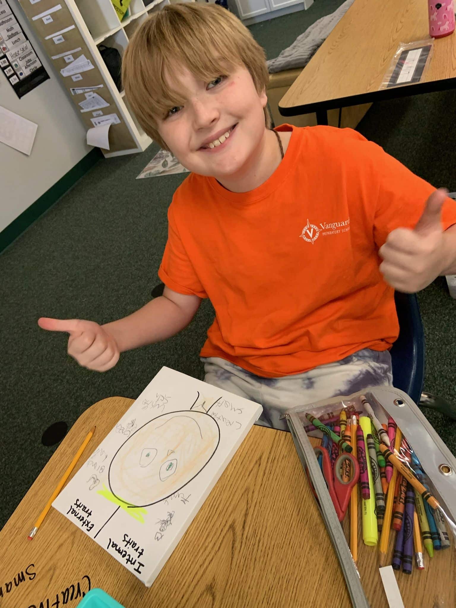 Child thumbs up drawing