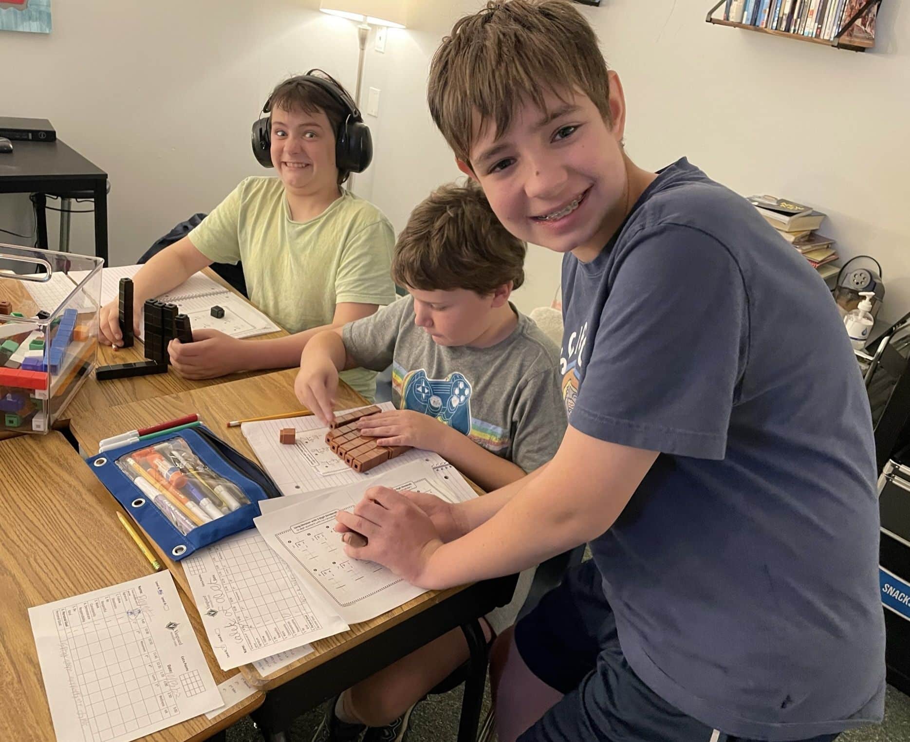 Children working on a table