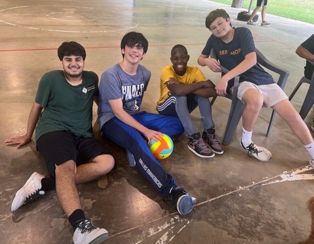 High school kids resting after sports
